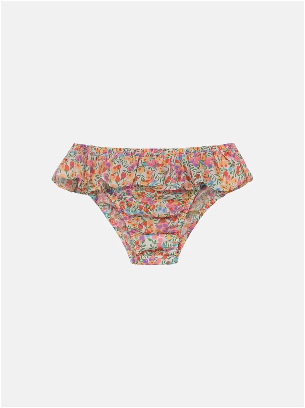 Costume mutanda in tessuto liberty fiori arancioni Pesciolino Rosso