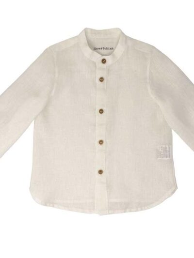 Camicia alla coreana in 100%lino bianco Zhoe & Tobiah