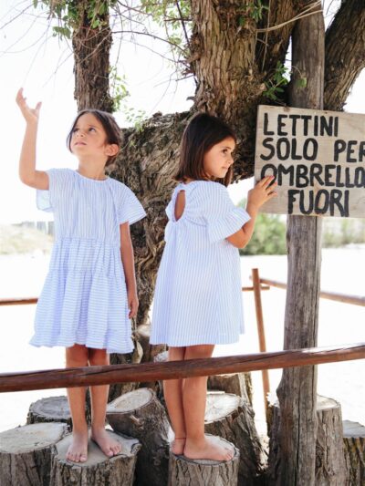 Abito a righe bianco e celeste Be for all