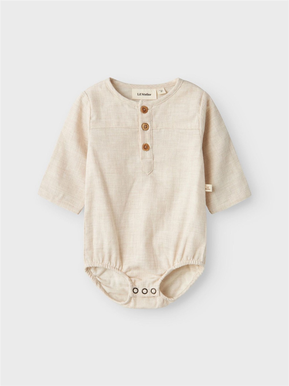 Body camicia in cotone avorio con bottoncini in legno Lil Atelier