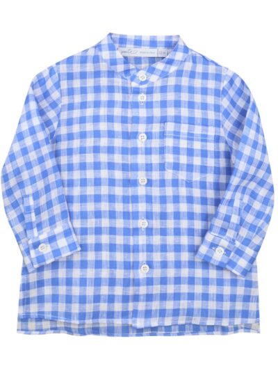 Camicia in lino a quadri blu e bianca Per te