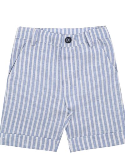 Bermuda in lino a righe azzurro e bianco Per te