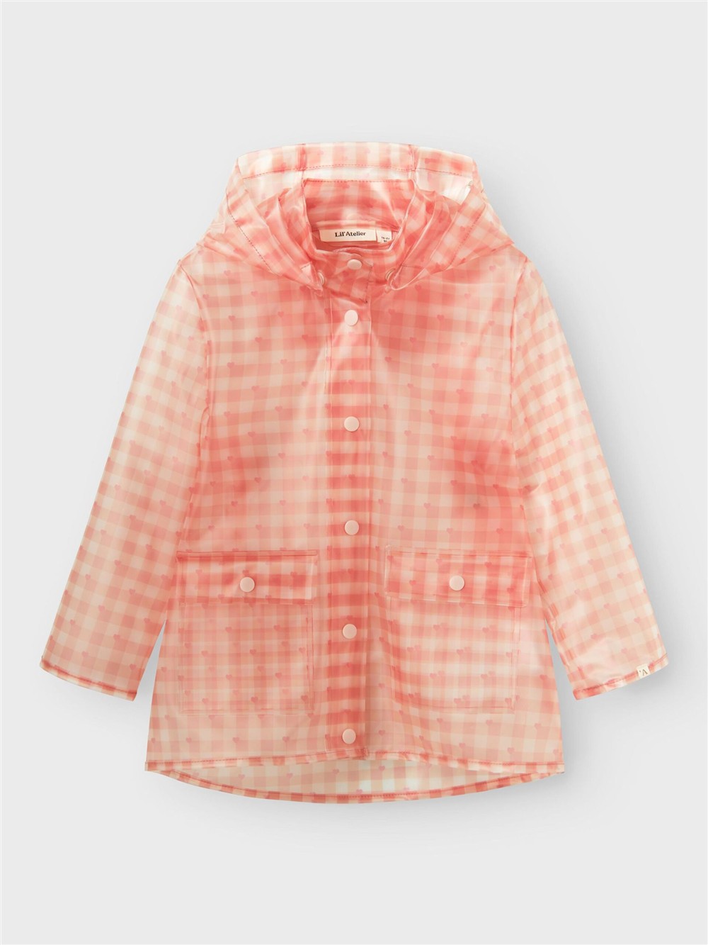 Impermeabile vichy rosa con cuoricini Lil Atelier