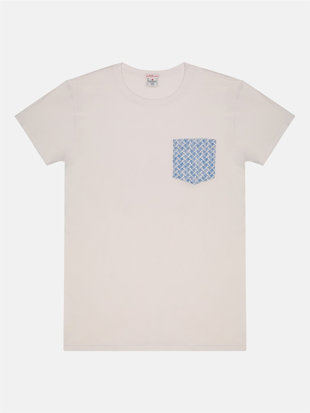 T-shirt a manica corta con taschino celeste e cavalucci marini Pesciolino Rosso