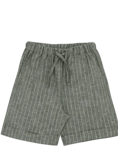 Bermuda in lino verde con righe bianche Per te