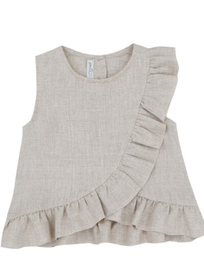 Camicia in lino con volant beige Per te