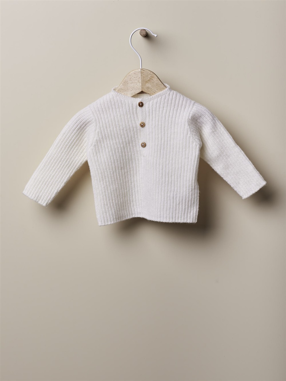 Maglia a coste in lana panna Wedoble