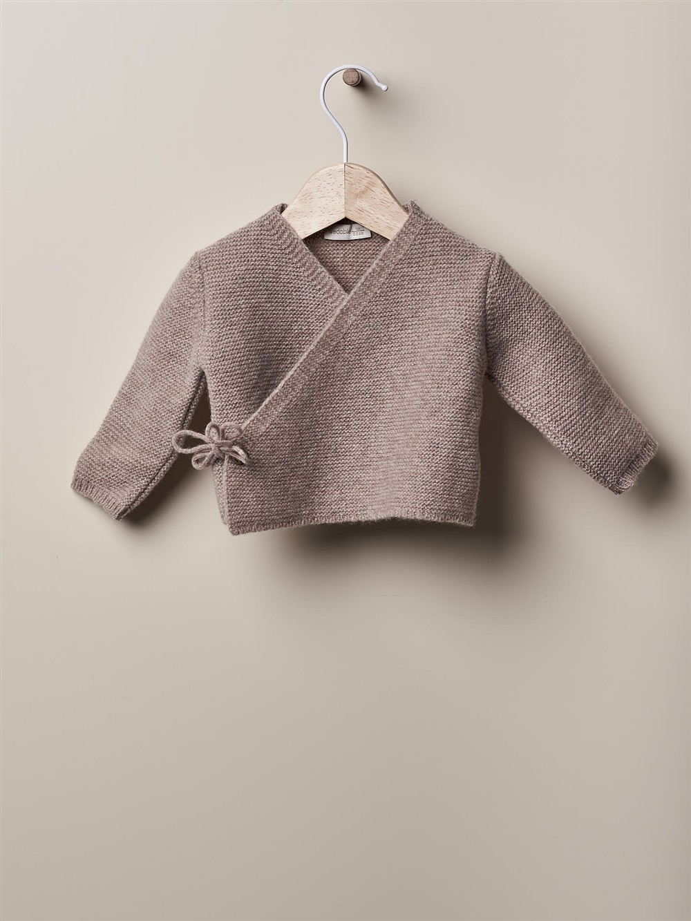 Cardigan in lana incrociato tortora Wedoble