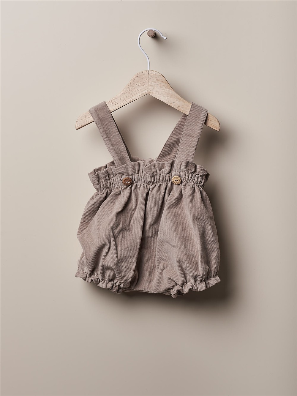 Culotte con bretelle in velluto millerighe tortora Wedoble