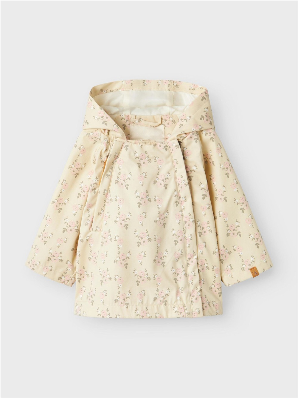 Giubbino impermeabile beige con fiorellini rosa Lil Atelier