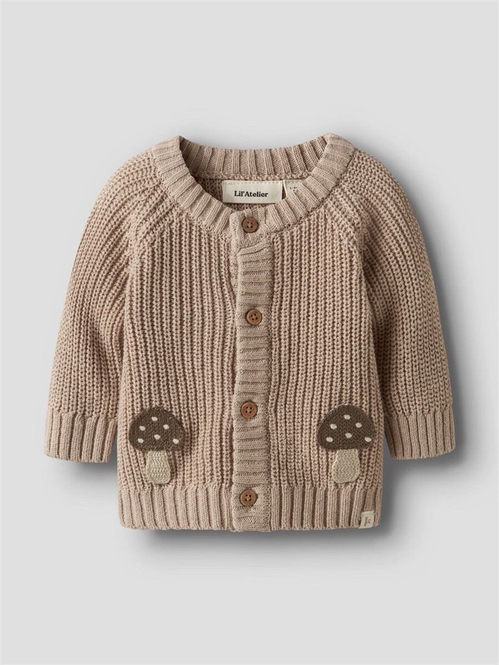 Cardigan tortora con funghetti Lil Atelier
