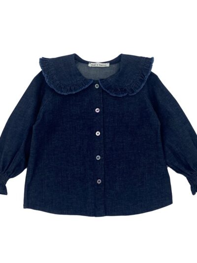 Camicia denim con colletto rouches Zhoe & Tobiah