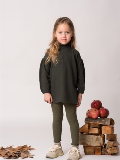 Maglia lupetto in caldo cotone a coste larghe verdone Latitta