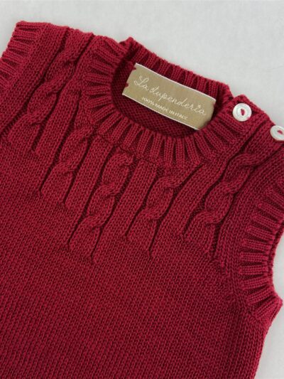 Gilet treccia in cotone rosso La Stupenderia