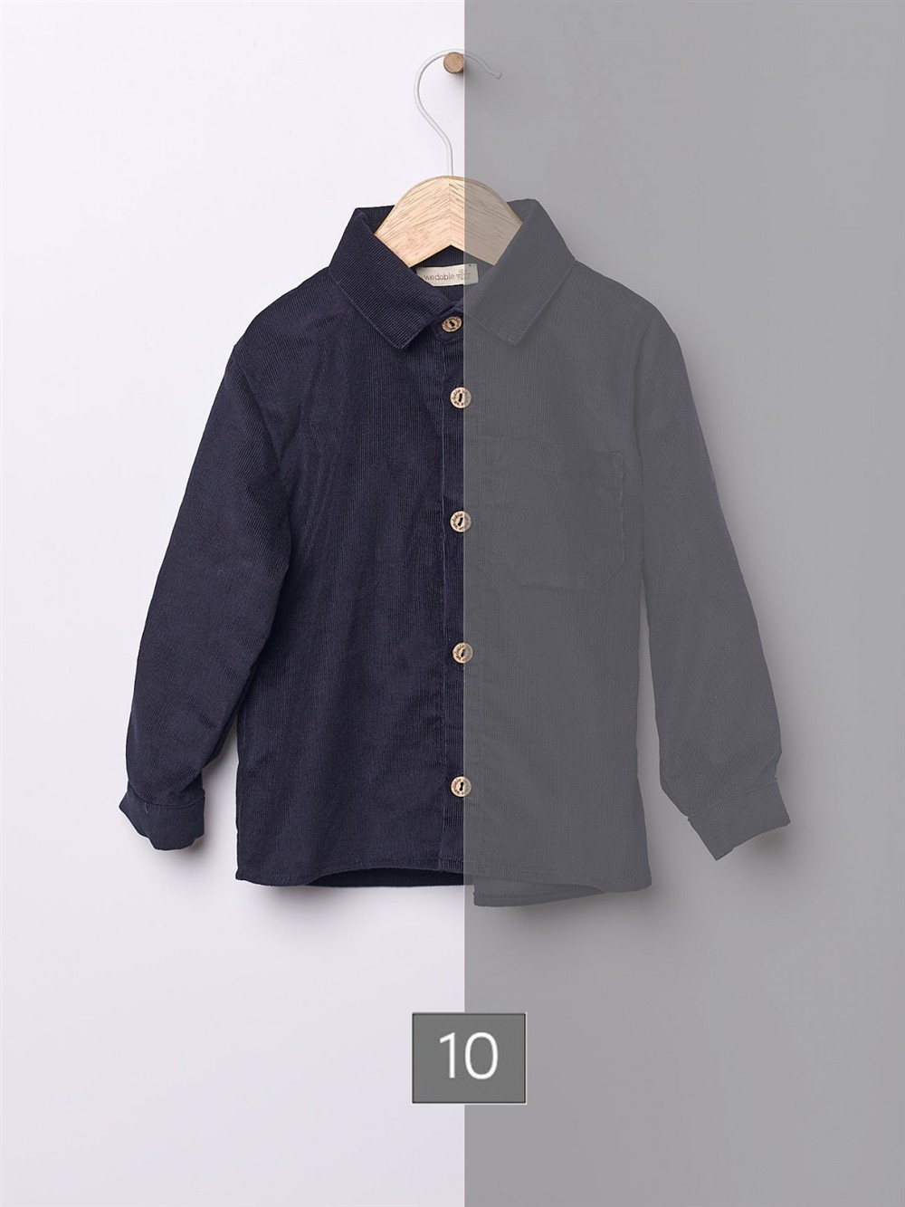 Camicia a coste in velluto blu Wedoble