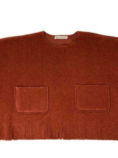 Mantella in pile con frange beige e amaranto Zhoe & Tobiah