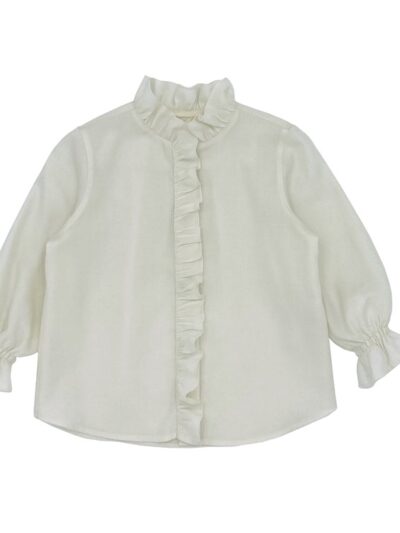 Camicia in flanella panna con rouches Zhoe & Tobiah