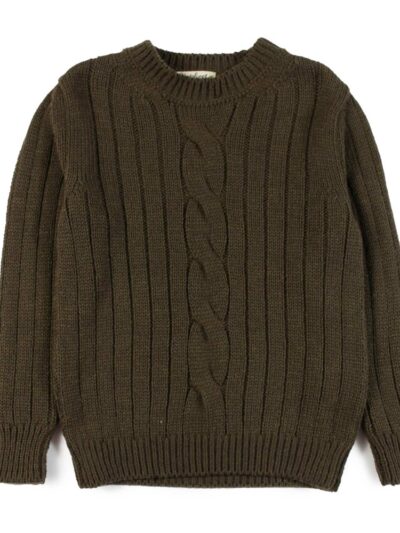 Maglione di lana con trecce verde bottiglia Nupkeet