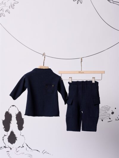 Completo in caldo cootne blu con taschino Latitta