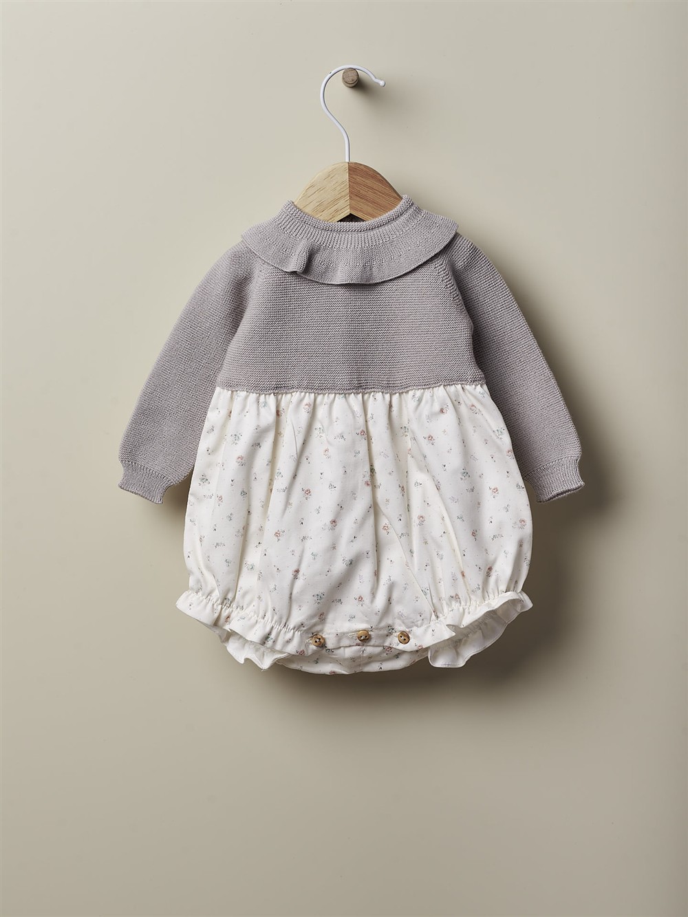 Abito pagliaccetto in caldo cotone tortora Wedoble