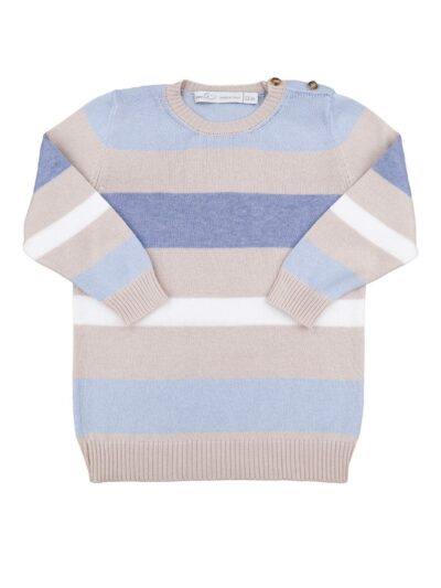 Maglione in cotone a righe beige, tortora e avion Per te