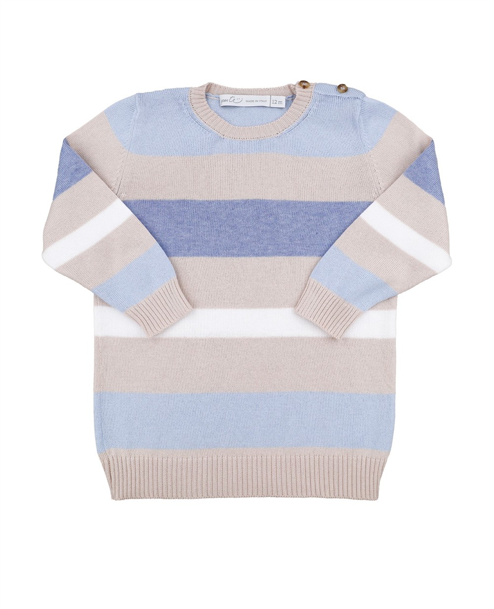 Maglione in cotone a righe beige, tortora e avion Per te