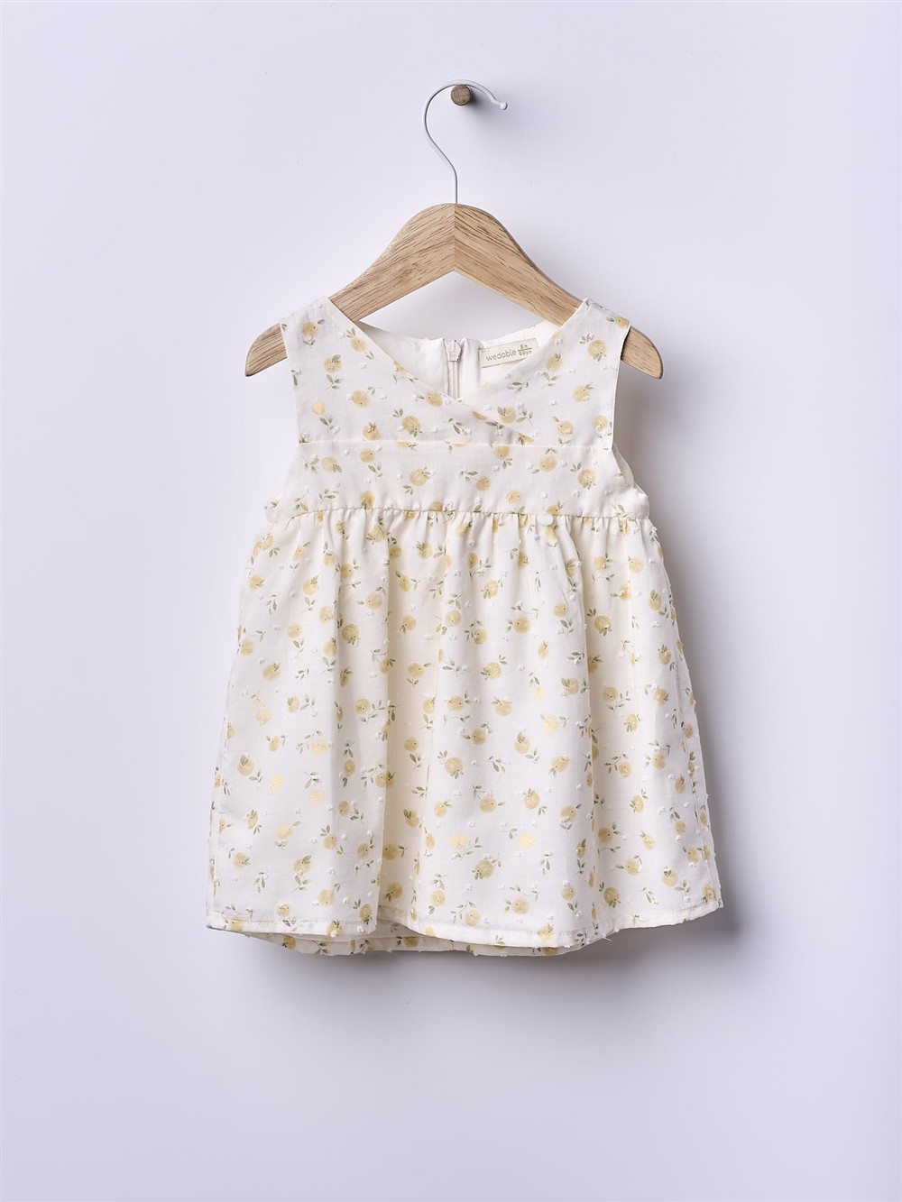 Abito smanicato panna con stampe limoni Wedoble