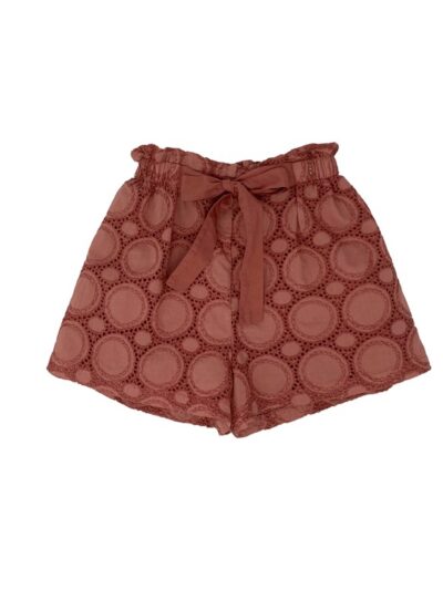 Pantaloncino in pizzo san gallo con coulisse rosa antico Zhoe & Tobiah