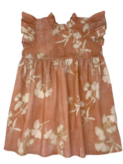 Abito al ginocchio con alette color pesca con fiori beige Zhoe & Tobiah