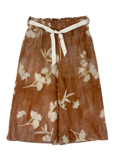 Pantalone in cotone leggero pesca con stampe fiori beige Zhoe & Tobiah