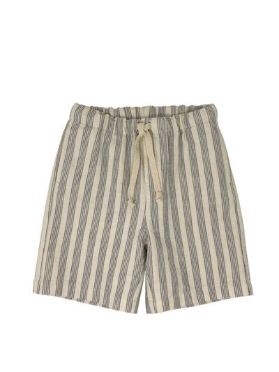 Bermuda in cotone grezzo a righe panna e indico Zhoe & Tobiah