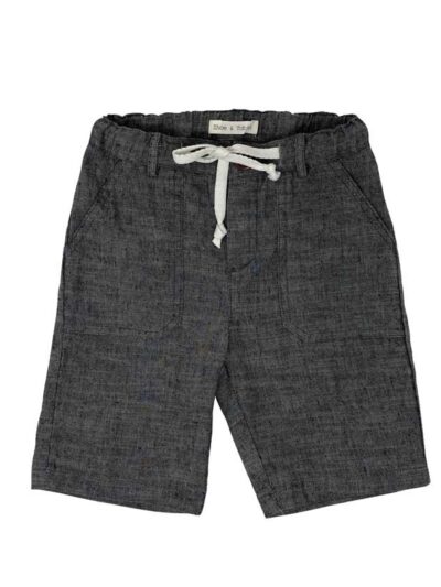 Bermuda in lino grigio con coulisse bianca Zhoe & Tobiah