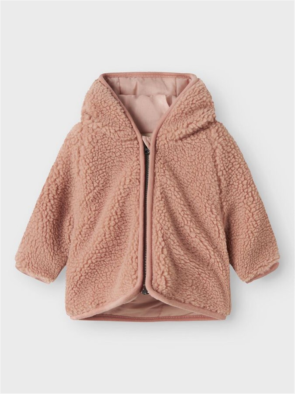 Cappottino con cappuccio teddy rosa antico Lil Atelier