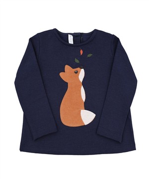 Maglia in felpa blu con volpe arancione Per te