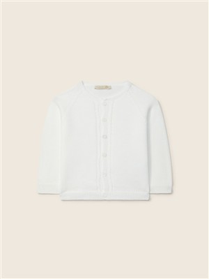 Cardigan in cotone bianco chiusura trecce Wedoble