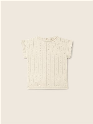 T-shirt in filo di cotone con alette beige Wedoble