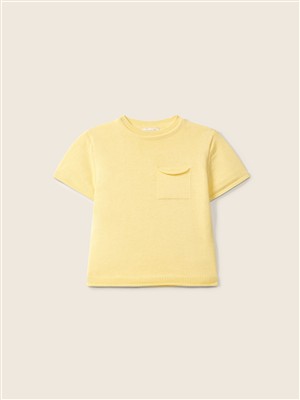 T-shirt in filo di cotone giallo con taschino Wedoble