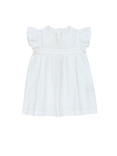 Abito in cotone bianco con alette profili pizzo Zhoe & Tobiah