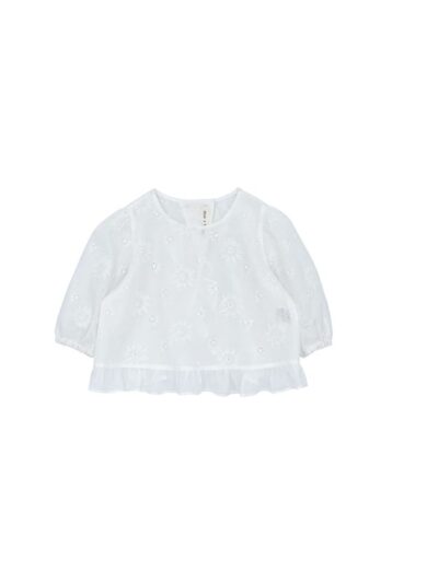 Camicia crop a tre quarti in pizzo san gallo bianca Zhoe & Tobiah