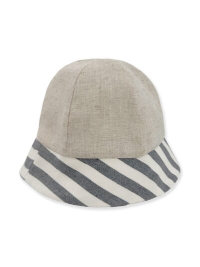 Cappellino in lino beige e visiera blu e panna La Stupenderia