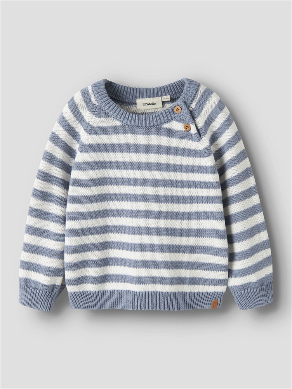 Maglione in cotone a righe bianco e avion Lil Atelier