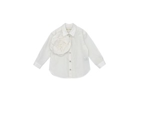 Camicia in cotone a manica lunga bianca con spilla fiore Zhoe & Tobiah