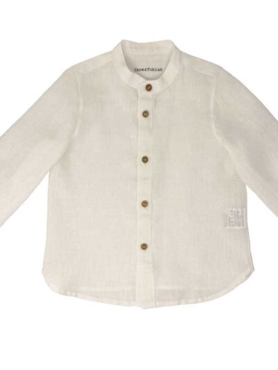 Camicia alla coreana in 100%lino bianco Zhoe & Tobiah