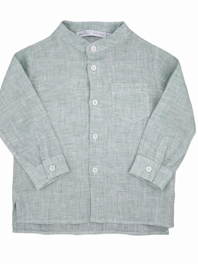 Camicia alla coreana in lino verde Per te