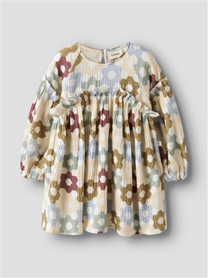 Abito a manica lunga in cotone goffrato stampa fiori colorati Lil Atelier