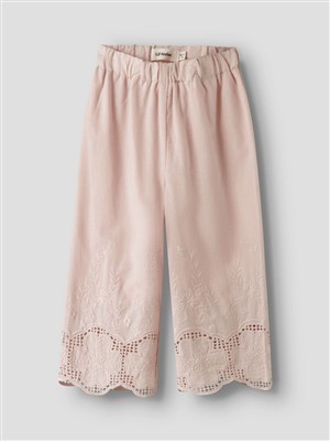 Pantalone a tre quarti in cotone rosa con dettagli traforati Lil Atelier