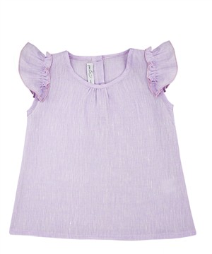 Blusa con alette in lino lilla Per te