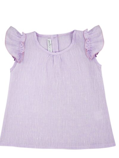 Blusa con alette in lino lilla Per te