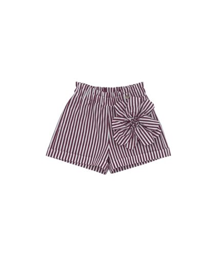 Bermuda a righe rosso e bainco con fiore Zhoe & Tobiah