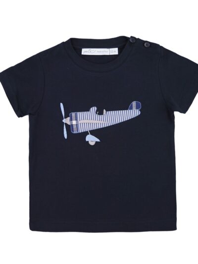 T-shirt in cotone con ricamo aereo blu Per te